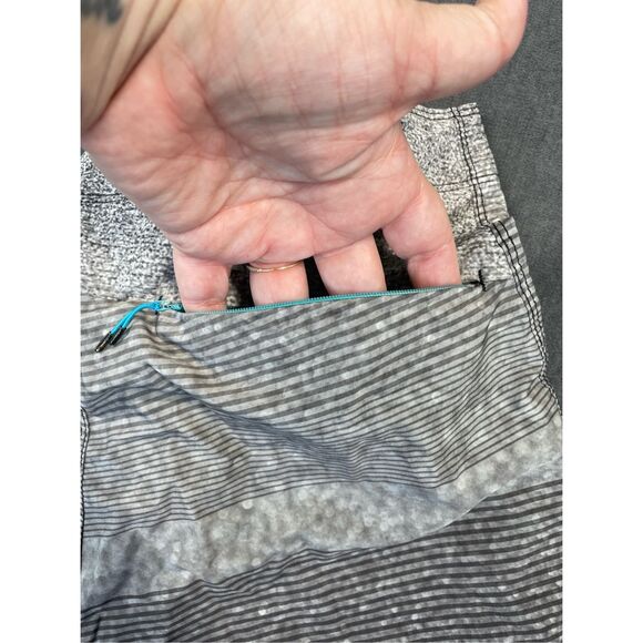 Hurley Board Shorts Men 29 Gray Black Swim Trunks Surf Beach Athletic Quick Dry - Picture 10 of 11